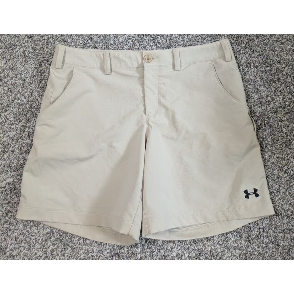 Under Armour Womens Golf Shorts Size 8 Khaki Tan Stretch Performance Flat Front
